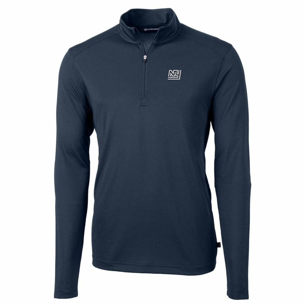 New York Giants Cutter & Buck Throwback Logo Virtue Eco Pique Recycled Quarter-Zip Pullover Top Navy - NFL