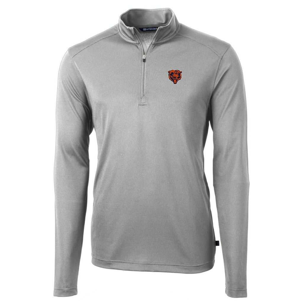 Chicago Bears Cutter & Buck Throwback Logo Virtue Eco Pique Recycled Quarter-Zip Pullover Top Gray - NFL