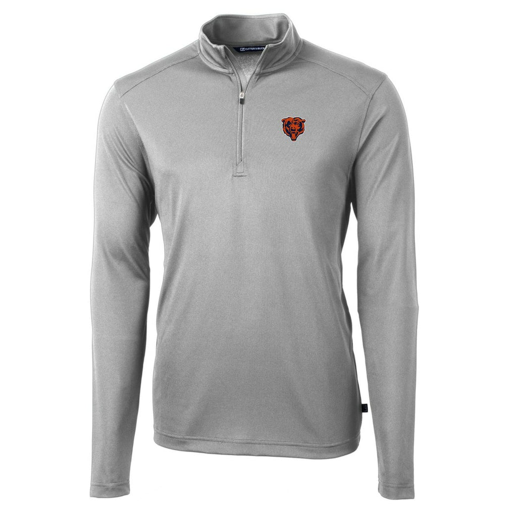 Chicago Bears Cutter & Buck Throwback Logo Virtue Eco Pique Recycled Quarter-Zip Pullover Top Gray - NFL