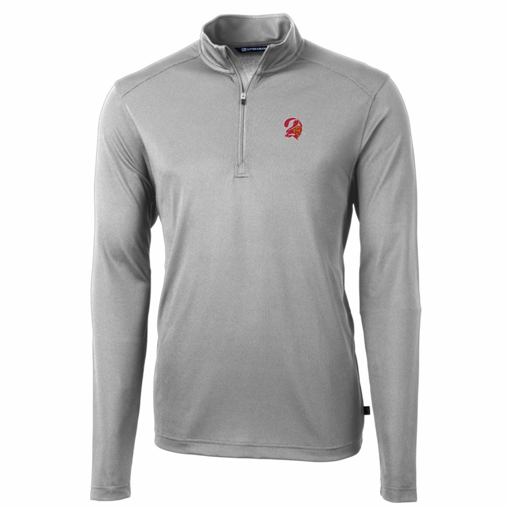 Tampa Bay Buccaneers Cutter & Buck Throwback Logo Virtue Eco Pique Recycled Quarter-Zip Pullover Top Gray - NFL