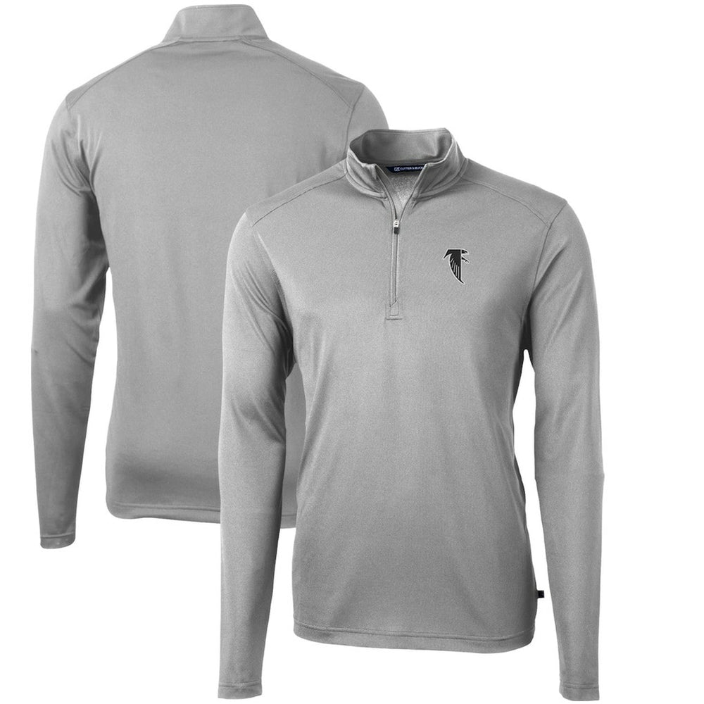 Atlanta Falcons Cutter & Buck Throwback Logo Virtue Eco Pique Recycled Quarter-Zip Pullover Top Gray - NFL