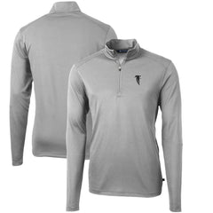 Atlanta Falcons Cutter & Buck Throwback Logo Virtue Eco Pique Recycled Quarter-Zip Pullover Top Gray - NFL