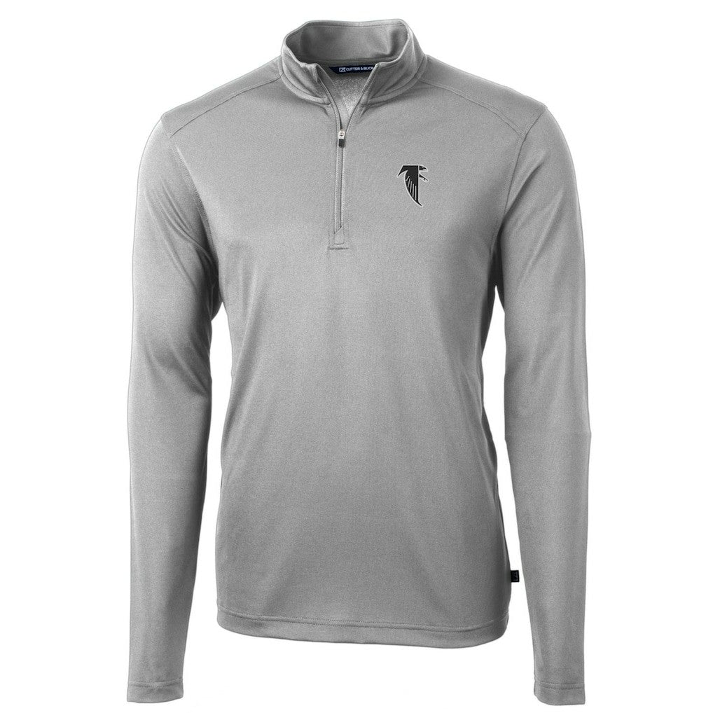 Atlanta Falcons Cutter & Buck Throwback Logo Virtue Eco Pique Recycled Quarter-Zip Pullover Top Gray - NFL