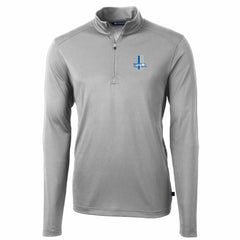Detroit Lions Cutter & Buck Throwback Logo Virtue Eco Pique Recycled Quarter-Zip Pullover Top Gray - NFL