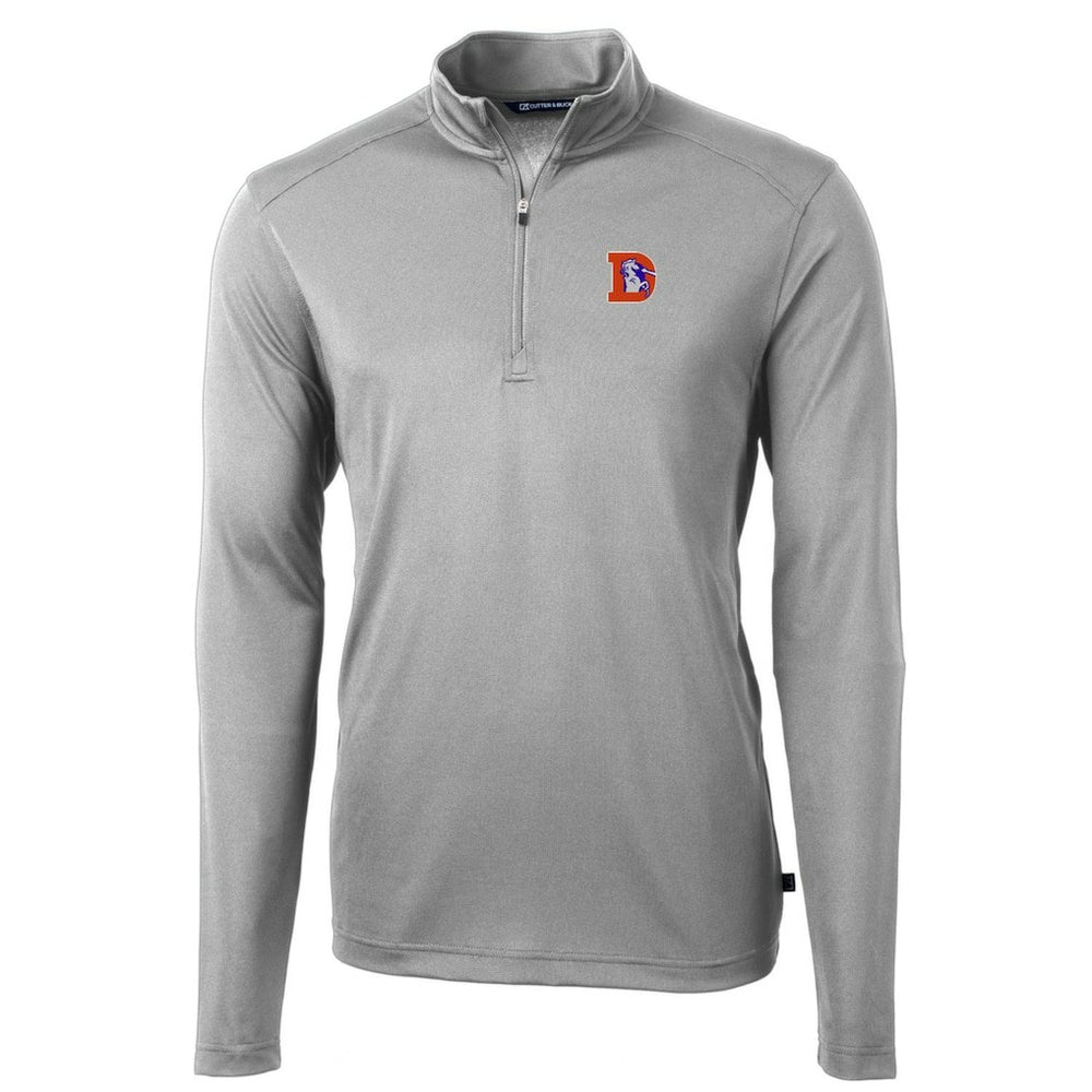 Denver Broncos Cutter & Buck Throwback Logo Virtue Eco Pique Recycled Quarter-Zip Pullover Top Gray - NFL