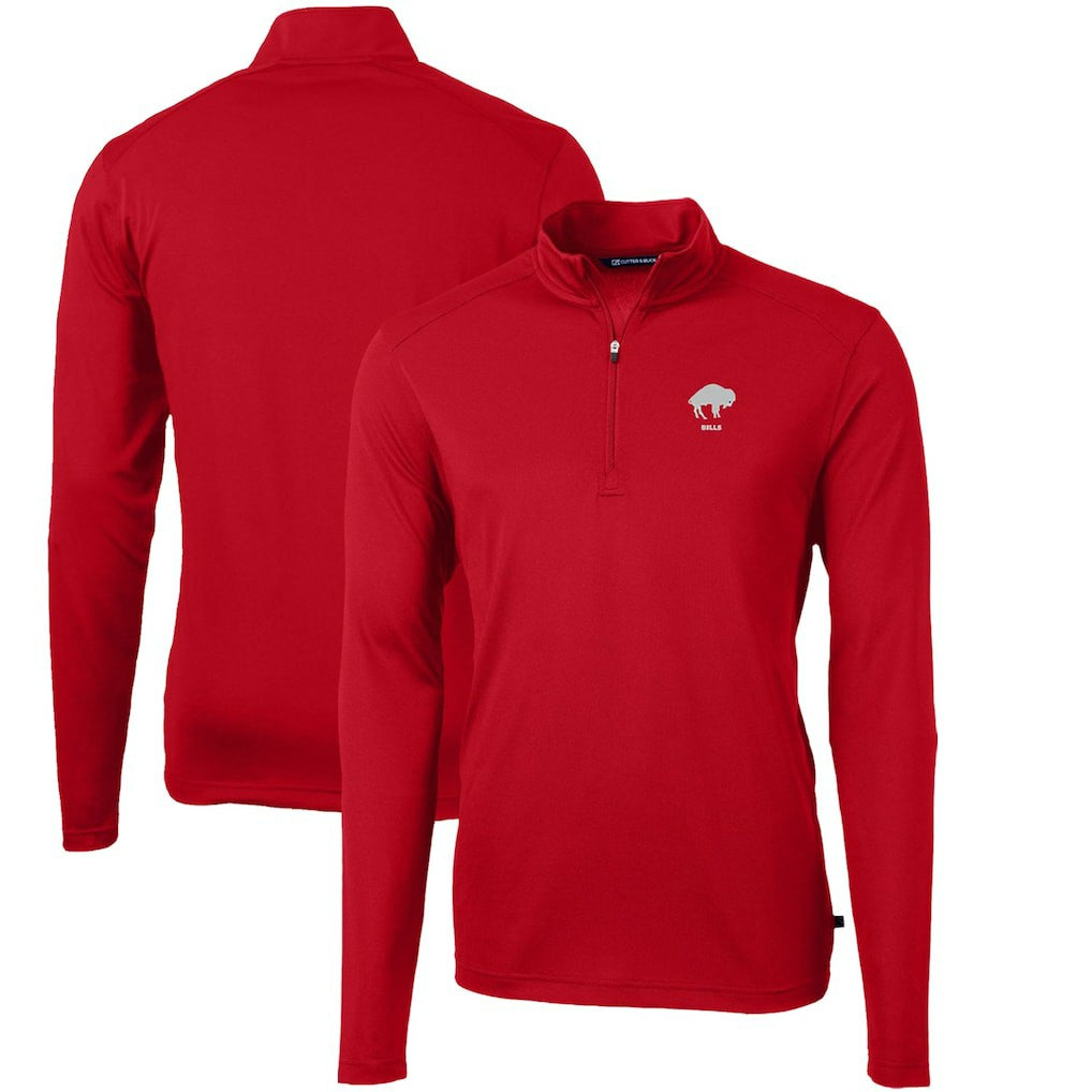 Buffalo Bills Cutter & Buck Throwback Logo Virtue Eco Pique Recycled Quarter-Zip Pullover Top Red - NFL
