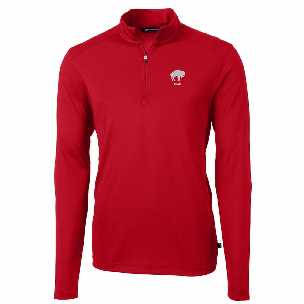 Buffalo Bills Cutter & Buck Throwback Logo Virtue Eco Pique Recycled Quarter-Zip Pullover Top Red - NFL
