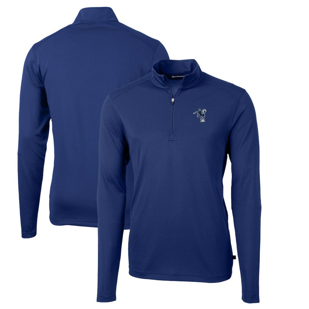 Indianapolis Colts Cutter & Buck Throwback Logo Virtue Eco Pique Recycled Quarter-Zip Pullover Top Royal - NFL