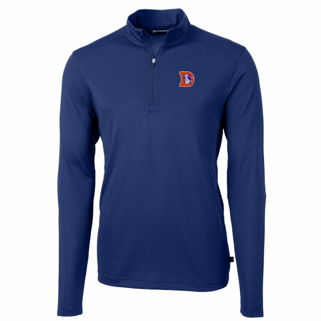 Denver Broncos Cutter & Buck Throwback Logo Virtue Eco Pique Recycled Quarter-Zip Pullover Top Royal - NFL