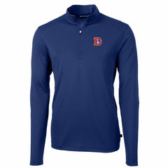 Denver Broncos Cutter & Buck Throwback Logo Virtue Eco Pique Recycled Quarter-Zip Pullover Top Royal - NFL