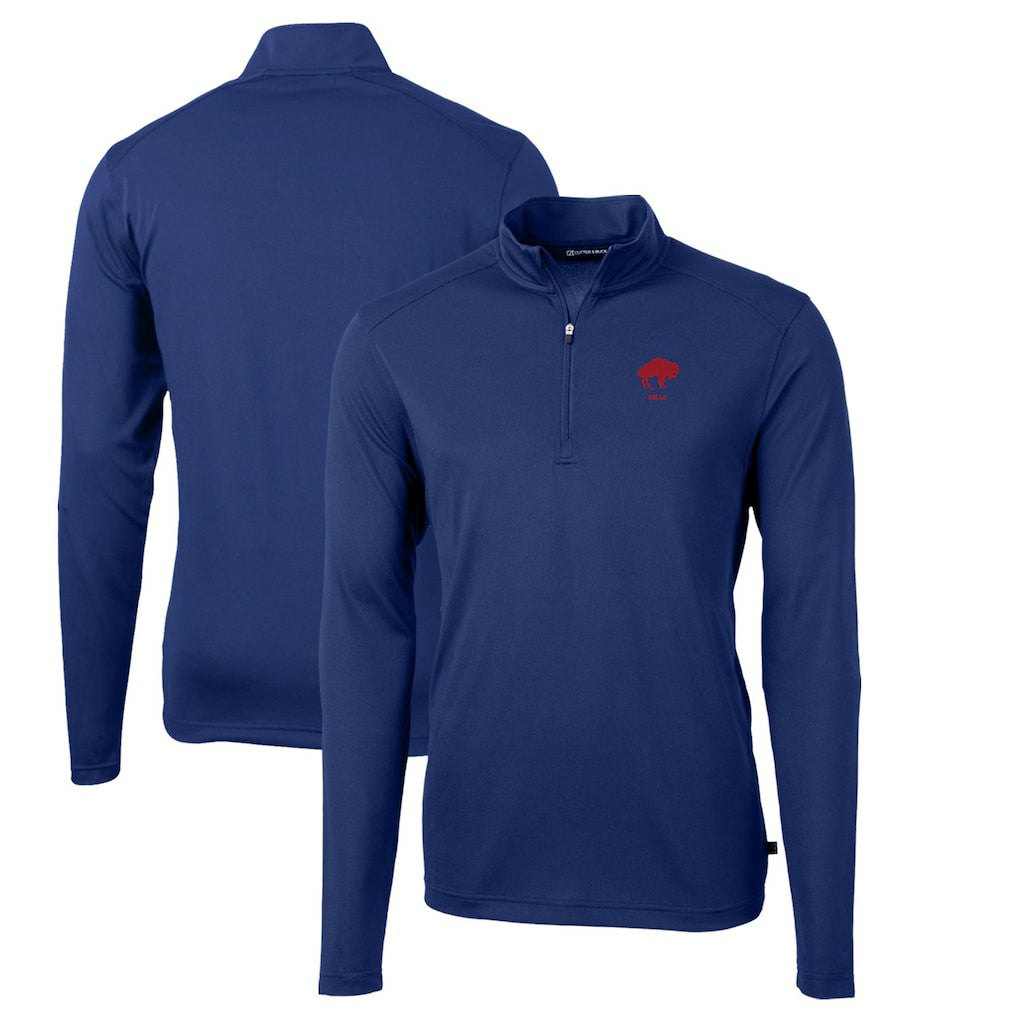 Buffalo Bills Cutter & Buck Throwback Logo Virtue Eco Pique Recycled Quarter-Zip Pullover Top Royal - NFL