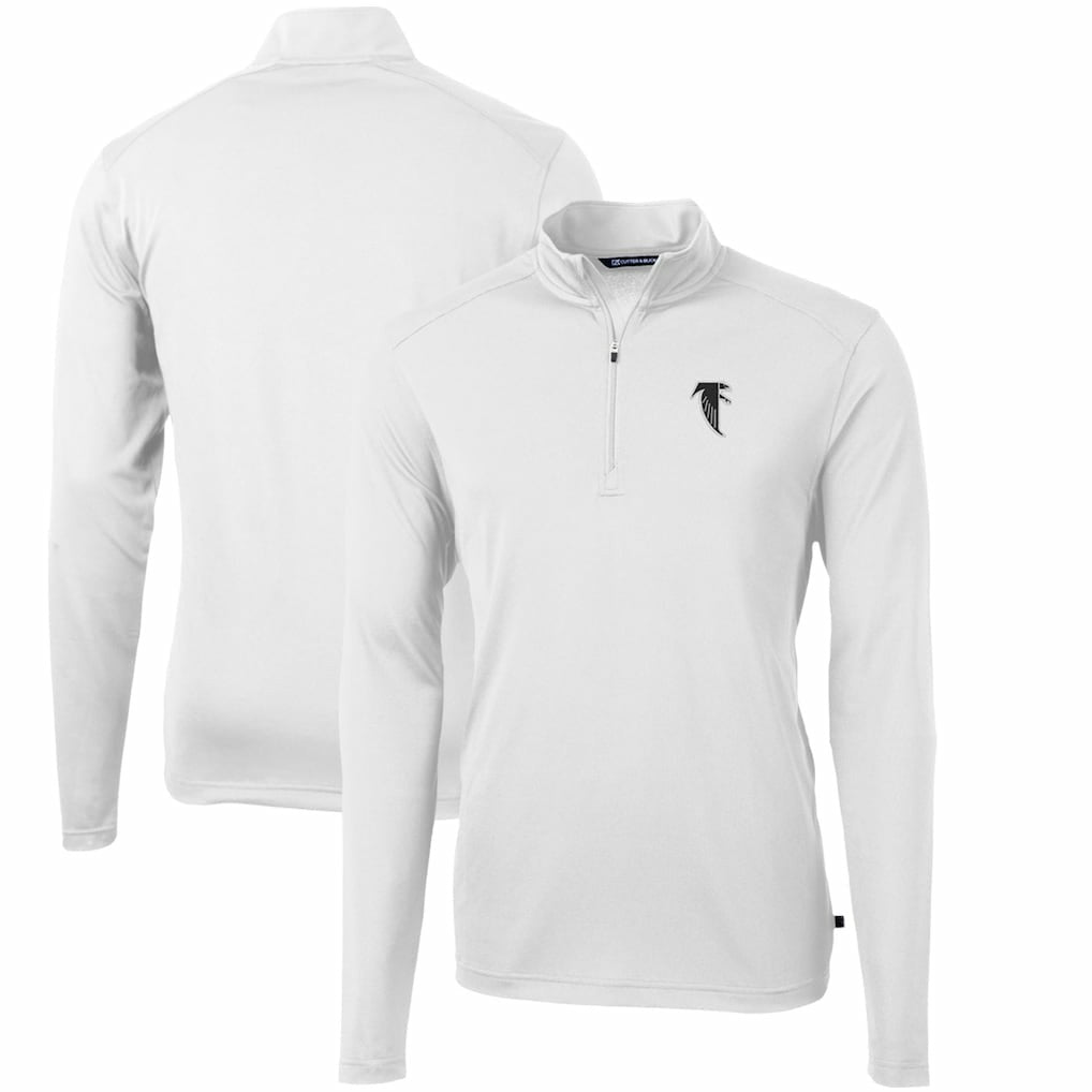 Atlanta Falcons Cutter & Buck Throwback Logo Virtue Eco Pique Recycled Quarter-Zip Pullover Top White - NFL