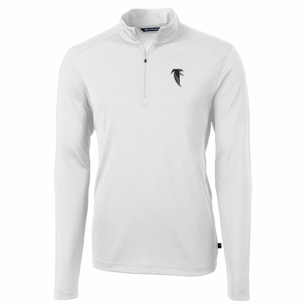 Atlanta Falcons Cutter & Buck Throwback Logo Virtue Eco Pique Recycled Quarter-Zip Pullover Top White - NFL