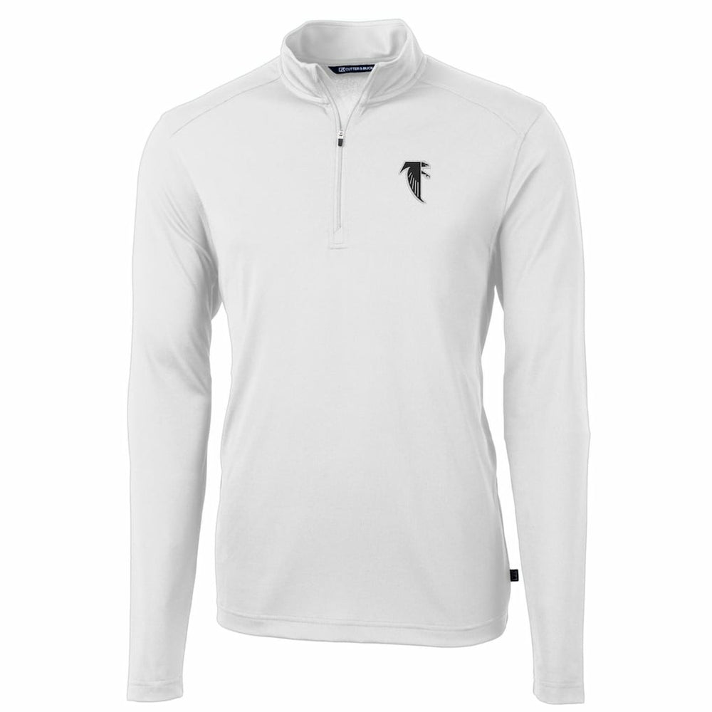 Atlanta Falcons Cutter & Buck Throwback Logo Virtue Eco Pique Recycled Quarter-Zip Pullover Top White - NFL