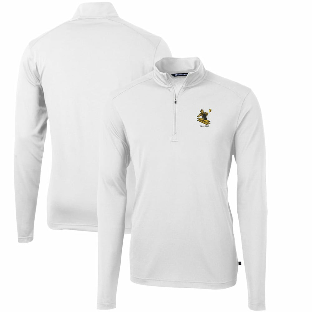 Pittsburgh Steelers Cutter & Buck Throwback Logo Virtue Eco Pique Recycled Quarter-Zip Pullover Top White - NFL