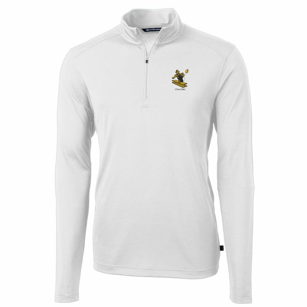 Pittsburgh Steelers Cutter & Buck Throwback Logo Virtue Eco Pique Recycled Quarter-Zip Pullover Top White - NFL