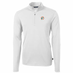 Miami Dolphins Cutter & Buck Throwback Logo Virtue Eco Pique Recycled Quarter-Zip Pullover Top White - NFL