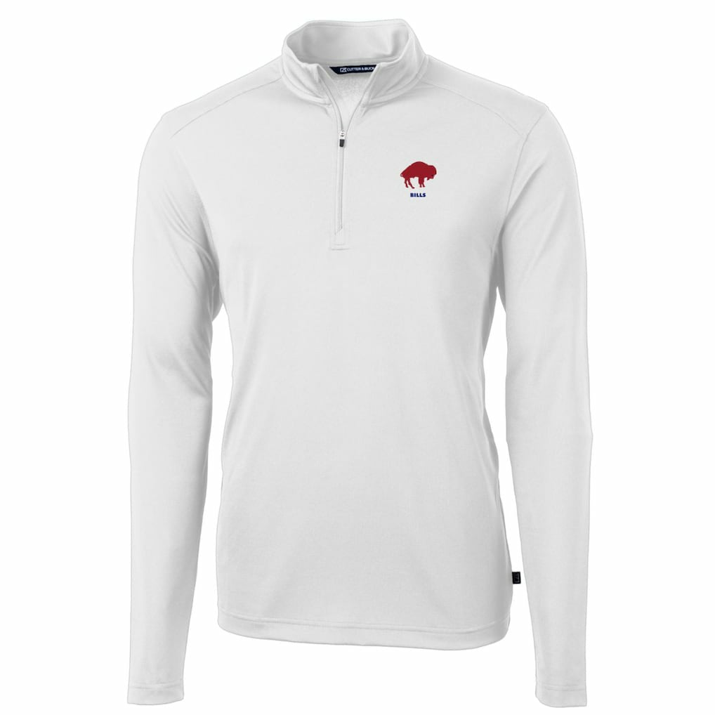 Buffalo Bills Cutter & Buck Throwback Logo Virtue Eco Pique Recycled Quarter-Zip Pullover Top White - NFL