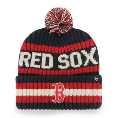 Boston Red Sox '47 Primary Team Logo Bering Pom Top Cuff Knit Hat – Navy On Sale