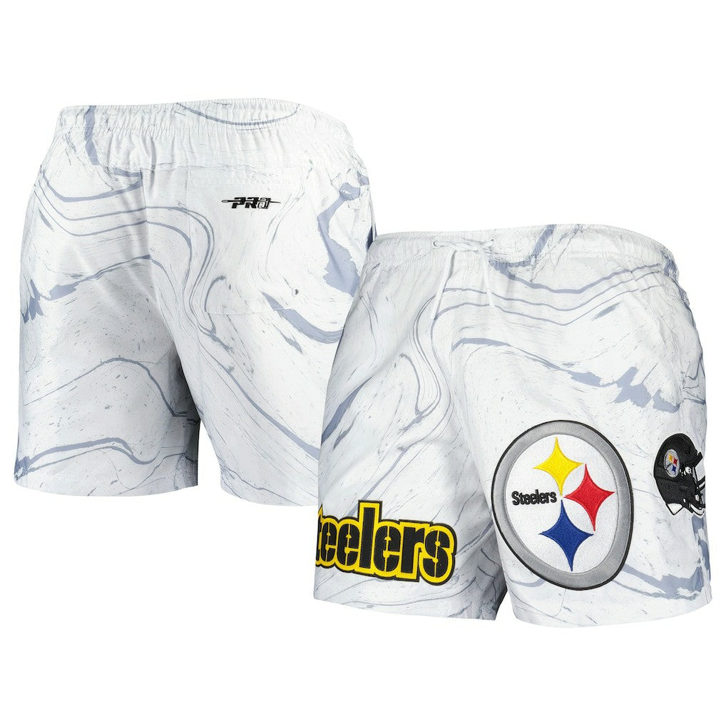 Pittsburgh Steelers Pro Standard Allover Marble Print Shorts White - NFL