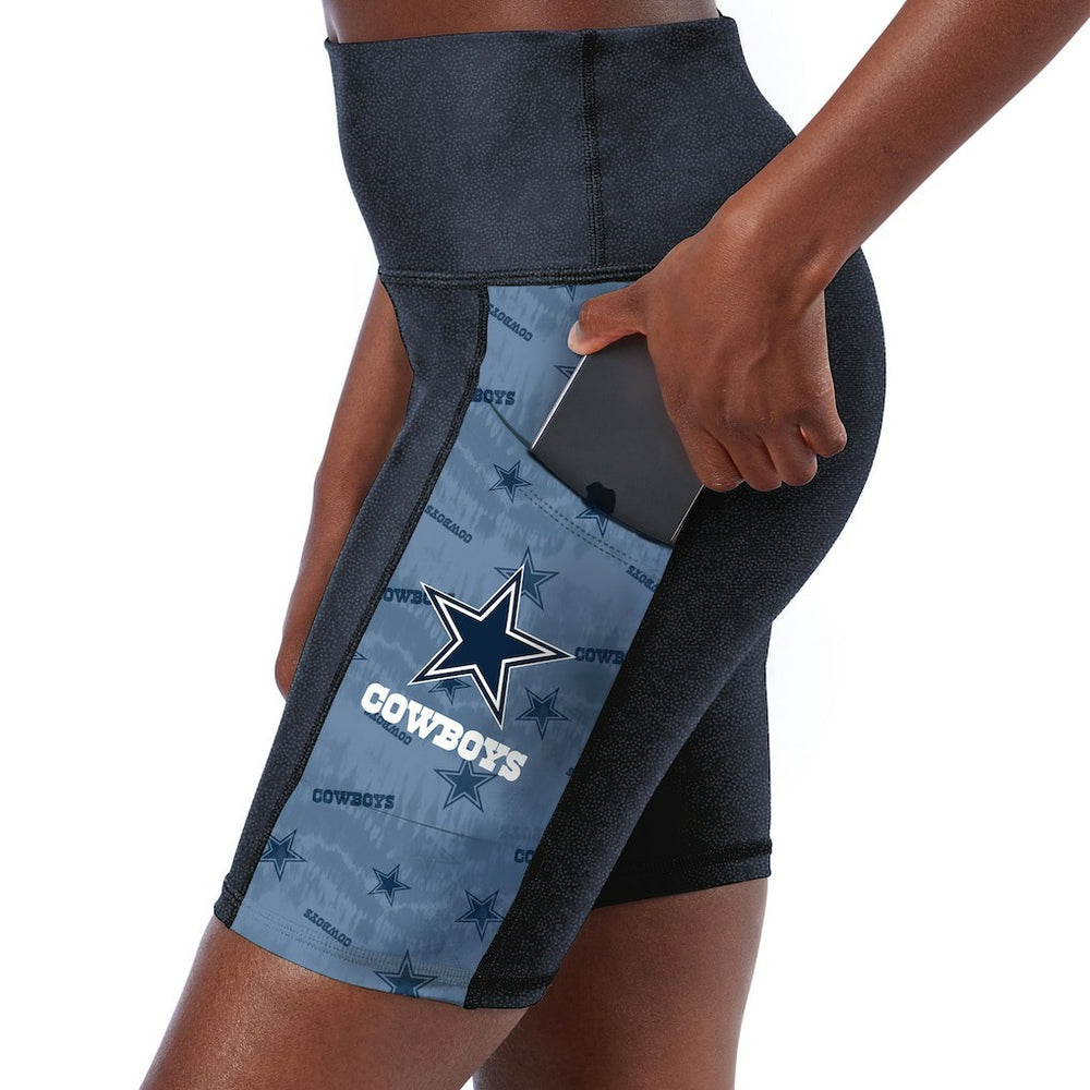 Dallas Cowboys Certo Women's High Waist Two-Pocket Biker Shorts Navy - NFL