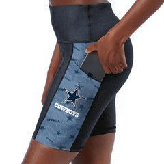 Dallas Cowboys Certo Women's High Waist Two-Pocket Biker Shorts Navy - NFL