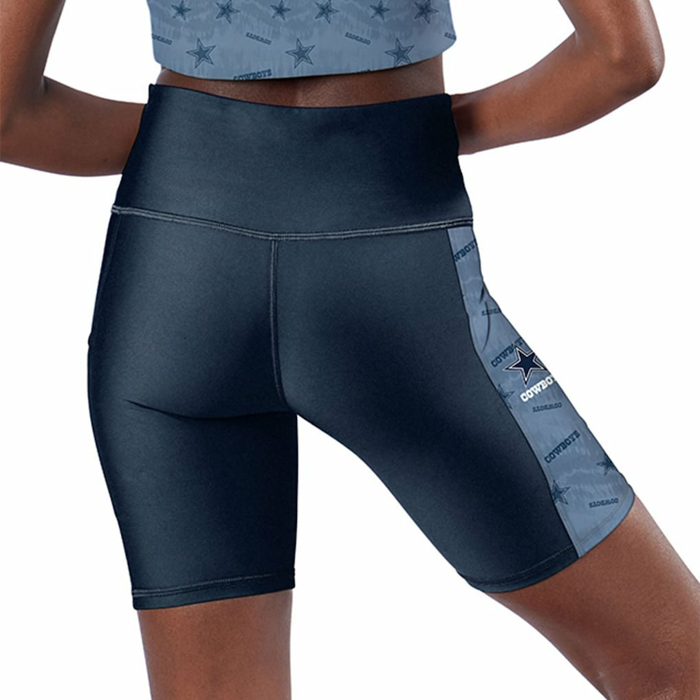 Dallas Cowboys Certo Women's High Waist Two-Pocket Biker Shorts Navy - NFL