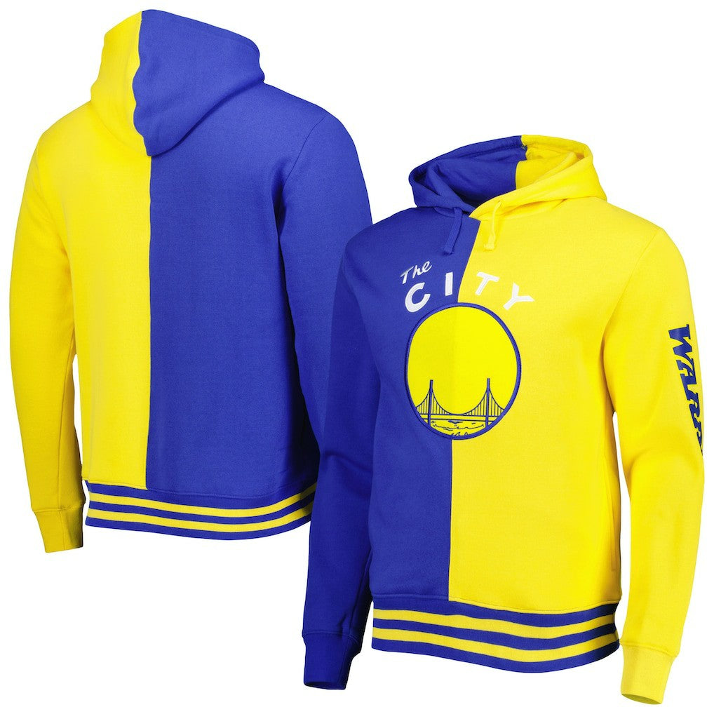 Mitchell & Ness - Golden State Warriors Hardwood Classics Split Pullover Hoodie - Royal/Gold