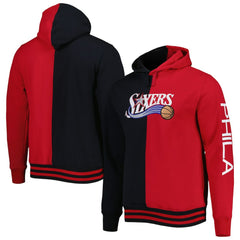 Mitchell & Ness - Philadelphia 76ers Hardwood Classics Split Pullover Hoodie - Black/Red