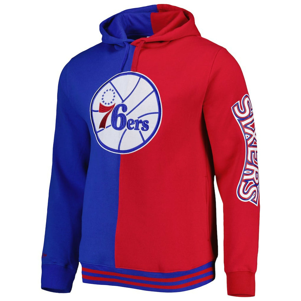 Mitchell & Ness - Philadelphia 76ers Hardwood Classics Split Pullover Hoodie - Royal/Red