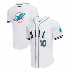 Tyreek Hill Miami Dolphins Pro Standard Mesh Baseball Button-Up T-Shirt White - NFL