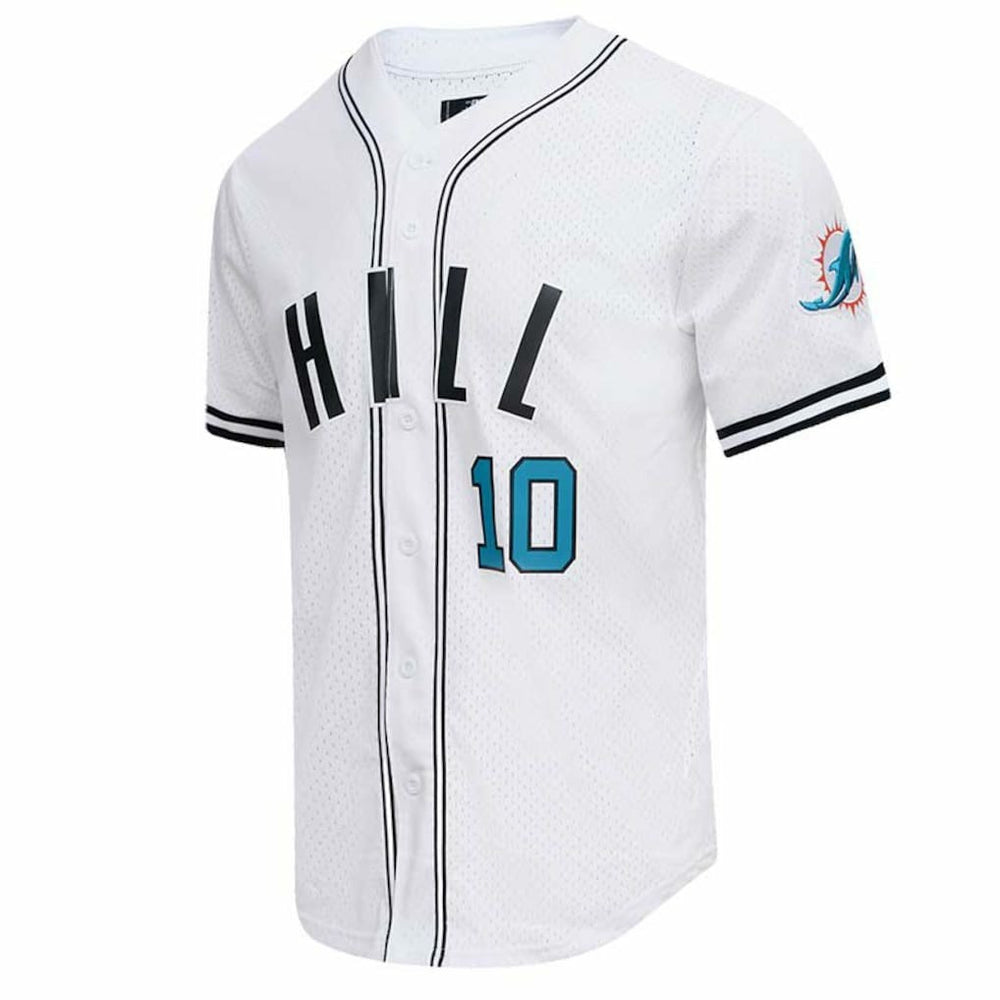 Tyreek Hill Miami Dolphins Pro Standard Mesh Baseball Button-Up T-Shirt White - NFL