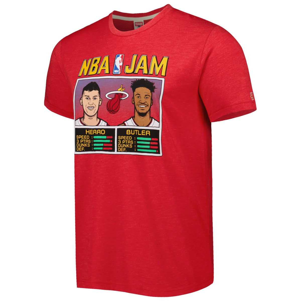 NBA - Tyler Herro & Jimmy Butler Miami Heat Homage NBA Jam Tri-Blend T-Shirt - Red