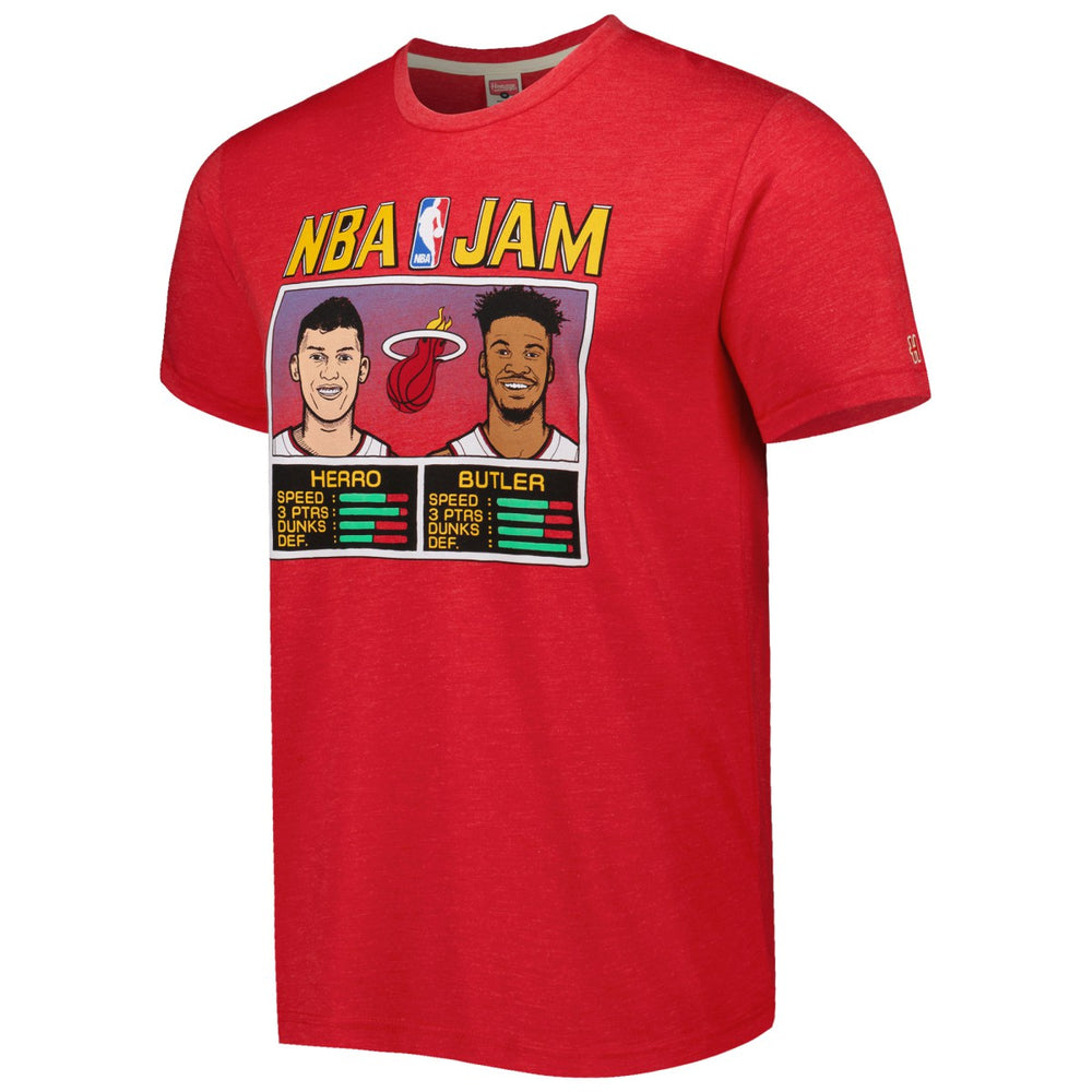 NBA - Tyler Herro & Jimmy Butler Miami Heat Homage NBA Jam Tri-Blend T-Shirt - Red