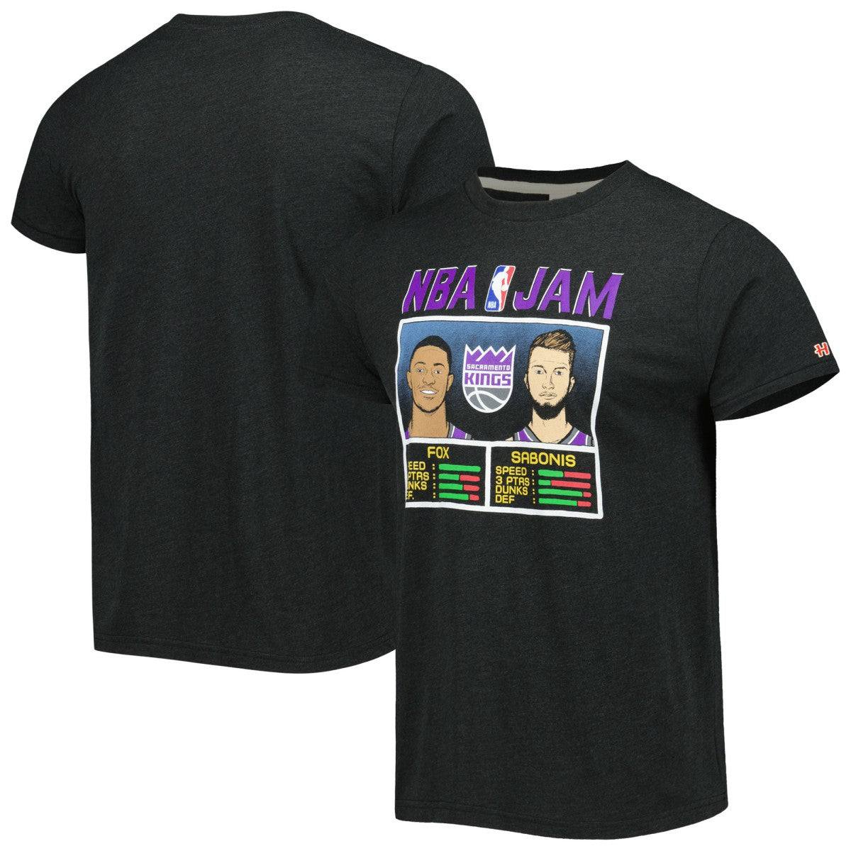 NBA - De'Aaron Fox & Domantas Sabonis Sacramento Kings Homage NBA Jam Tri-Blend T-Shirt - Charcoal
