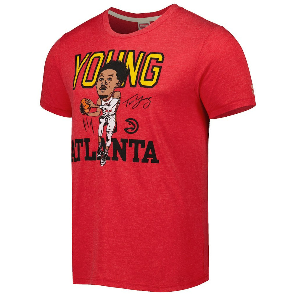 NBA - Trae Young Atlanta Hawks Homage Caricature Tri-Blend T-Shirt - Red
