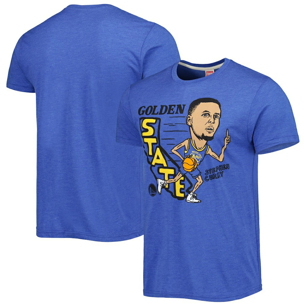 NBA - Stephen Curry Golden State Warriors Homage Caricature Tri-Blend T-Shirt - Royal