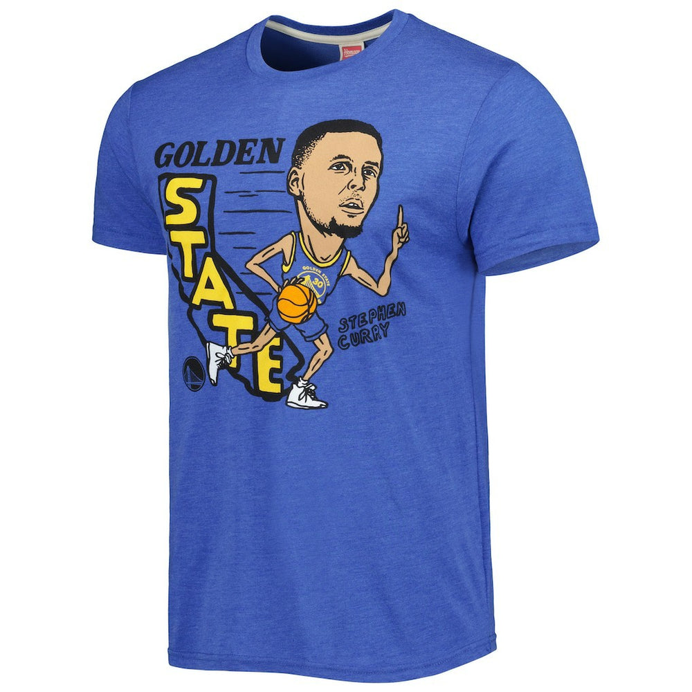 NBA - Stephen Curry Golden State Warriors Homage Caricature Tri-Blend T-Shirt - Royal
