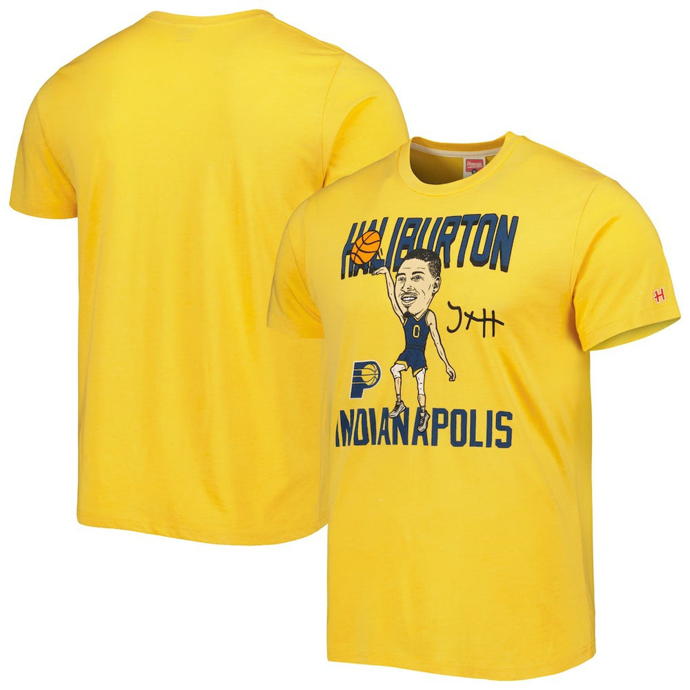 NBA - Tyrese Haliburton Indiana Pacers Homage Caricature Tri-Blend T-Shirt - Gold