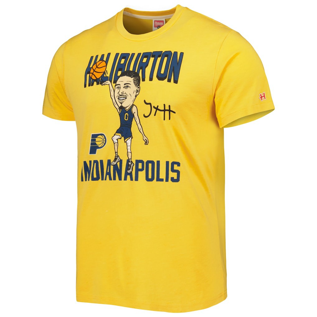 NBA - Tyrese Haliburton Indiana Pacers Homage Caricature Tri-Blend T-Shirt - Gold