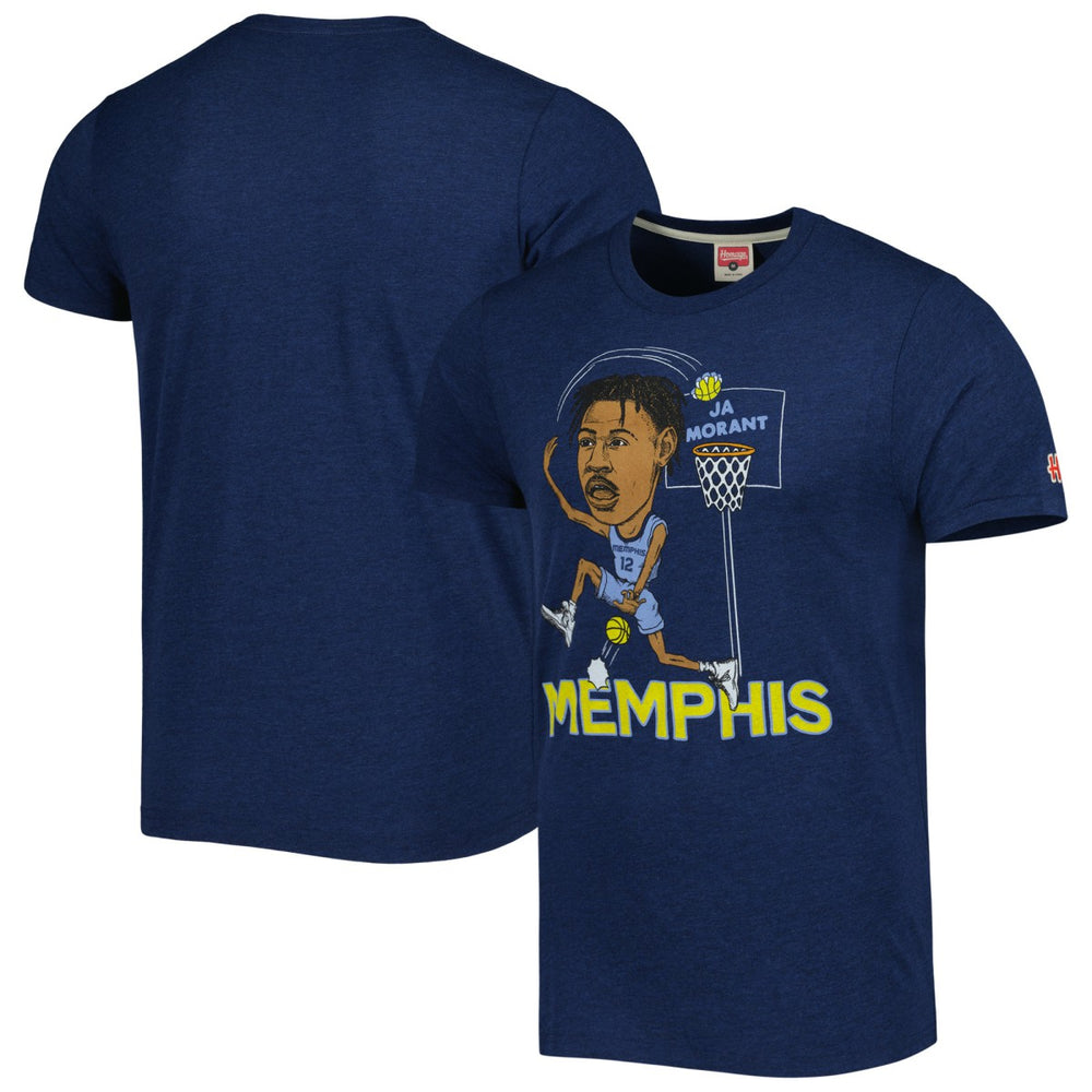 NBA - Ja Morant Memphis Grizzlies Homage Caricature Tri-Blend T-Shirt - Navy