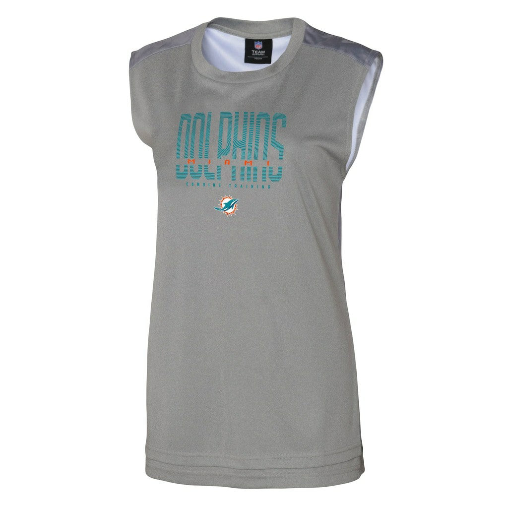 Miami Dolphins Women's No Sweat Tank Top Gray - NFL