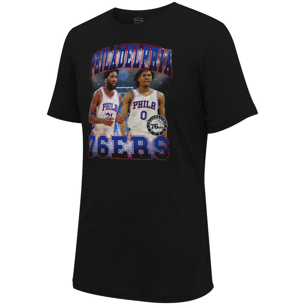 NBA - Joel Embiid & Tyrese Maxey Philadelphia 76ers Stadium Essentials Unisex Player Duo T-Shirt - Black