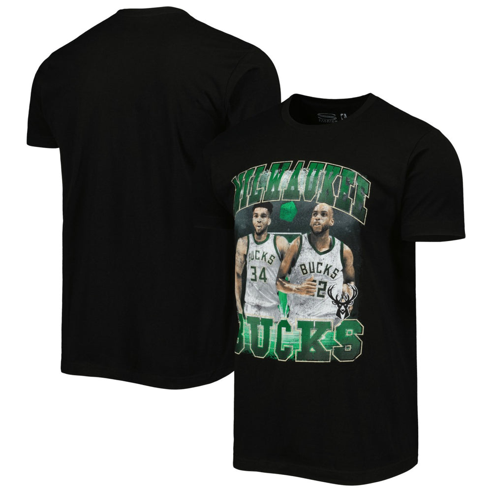 NBA - Giannis Antetokounmpo & Khris Middleton Milwaukee Bucks Stadium Essentials Unisex Player Duo T-Shirt - Black