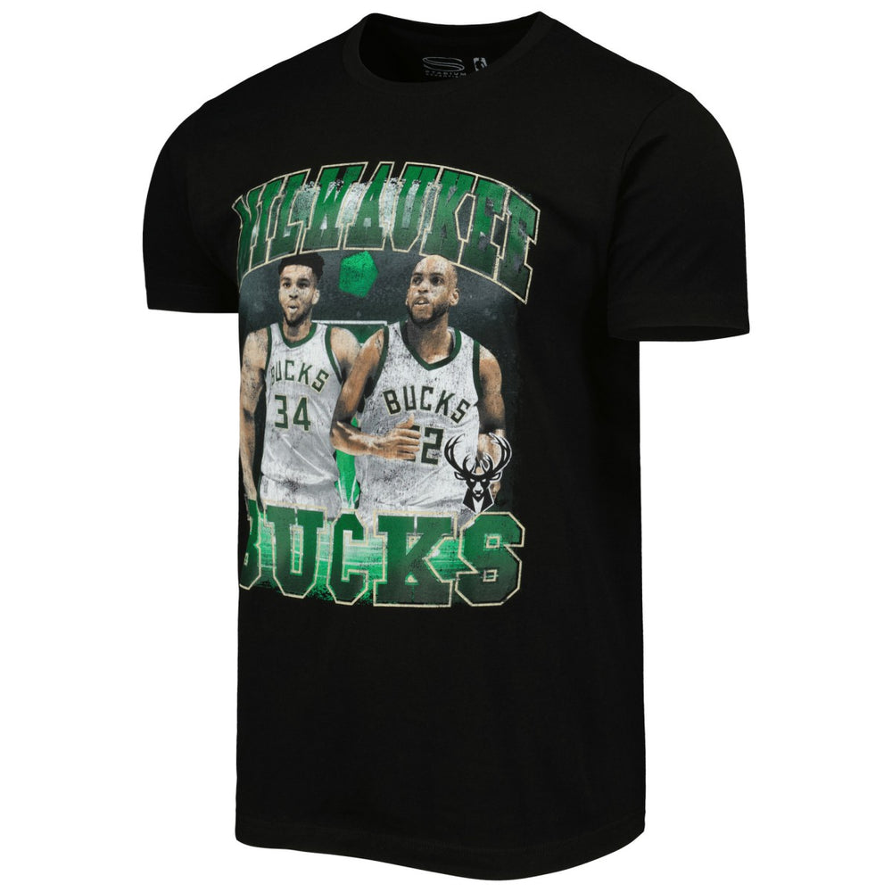 NBA - Giannis Antetokounmpo & Khris Middleton Milwaukee Bucks Stadium Essentials Unisex Player Duo T-Shirt - Black