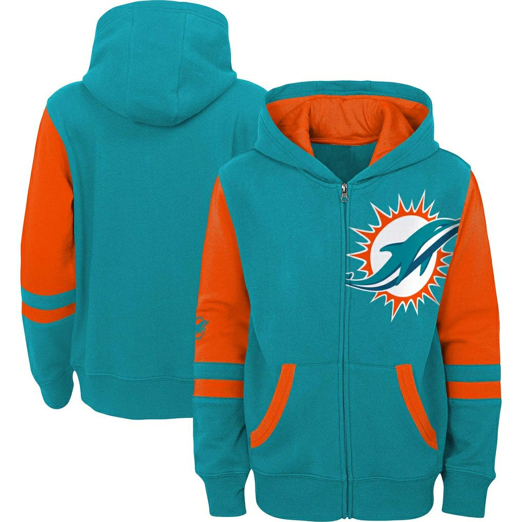 Miami Dolphins Preschool Stadium Color Block Full-Zip Hoodie Aqua - NFL