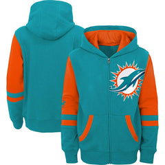 Miami Dolphins Preschool Stadium Color Block Full-Zip Hoodie Aqua - NFL