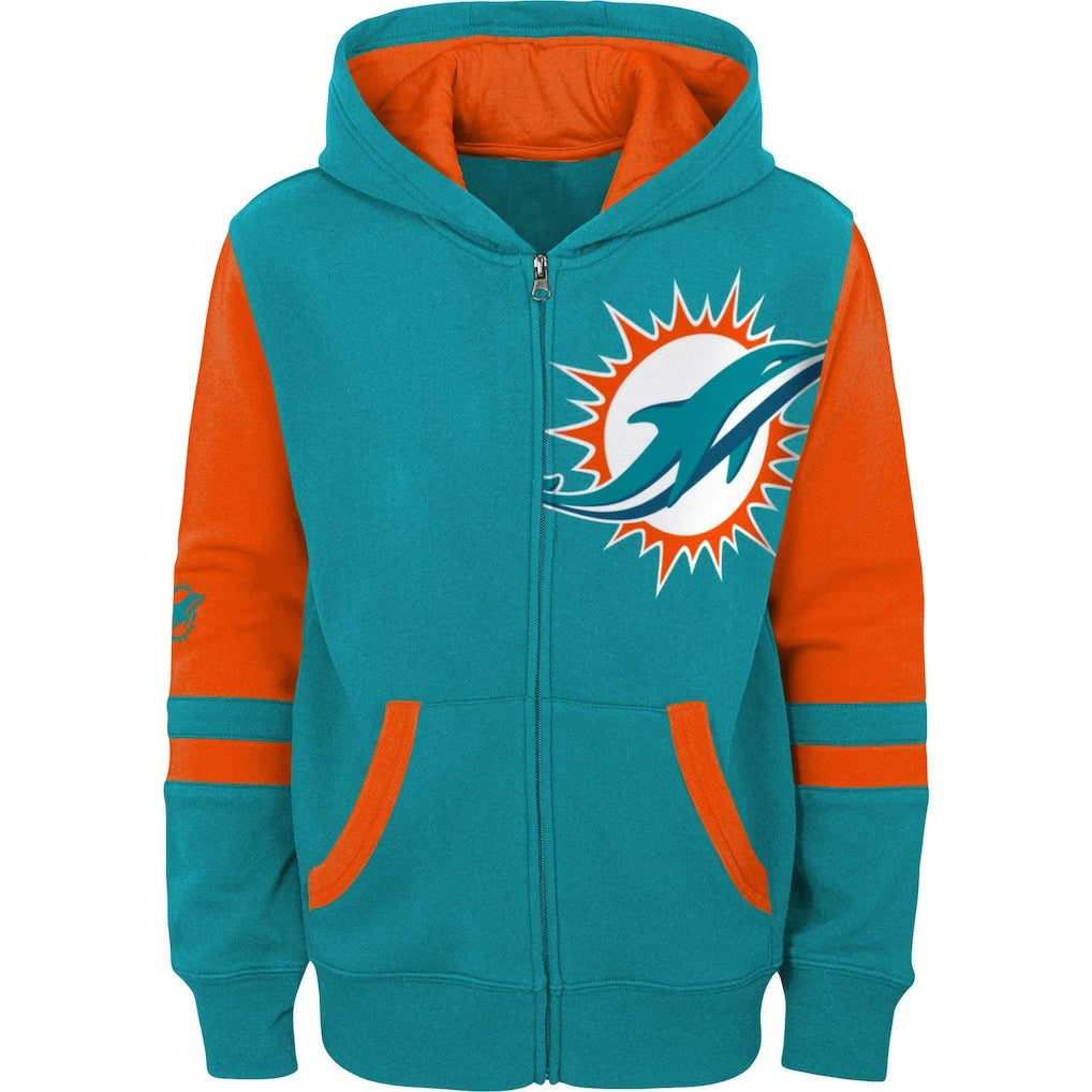 Miami Dolphins Preschool Stadium Color Block Full-Zip Hoodie Aqua - NFL