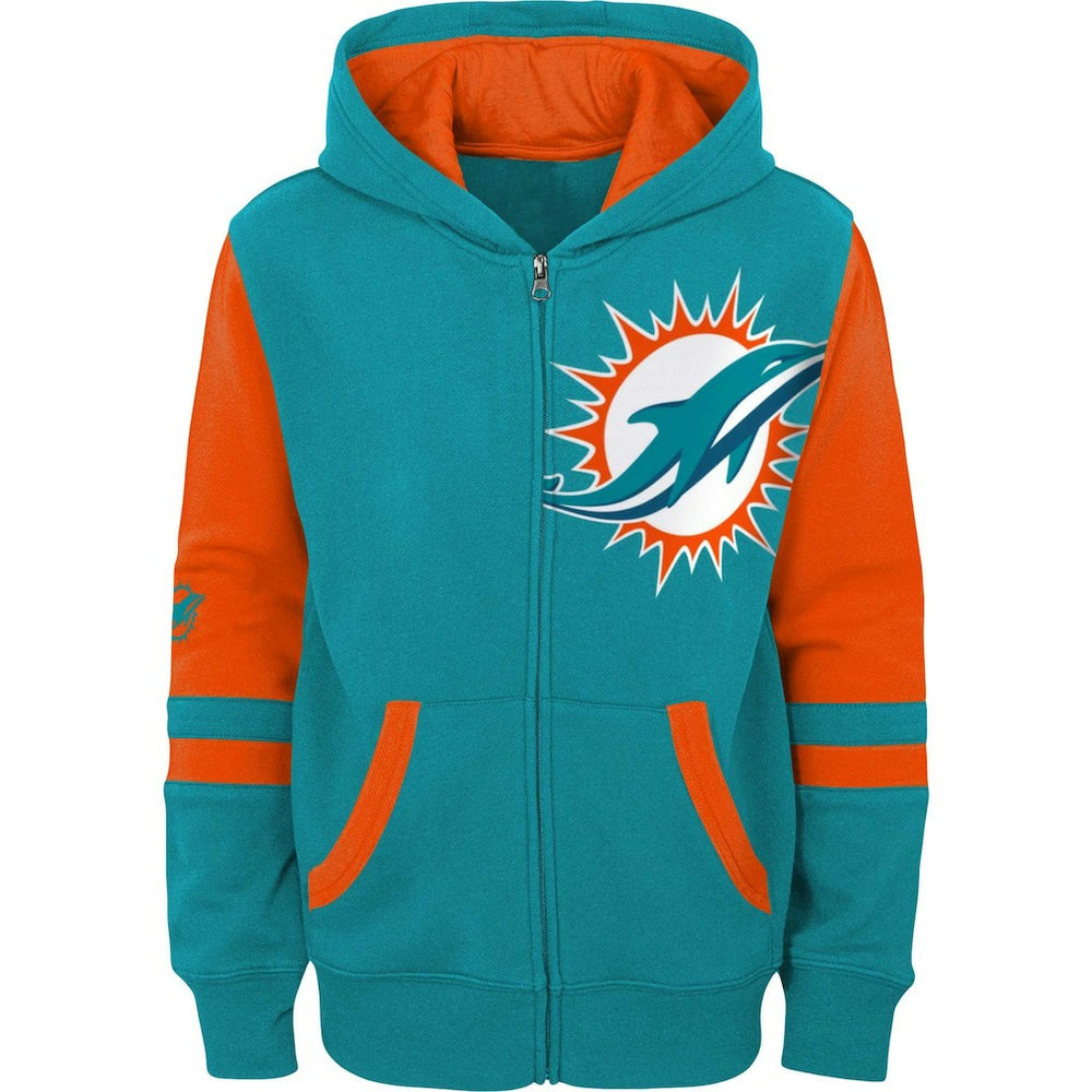 Miami Dolphins Youth Colorblock Full-Zip Hoodie Aqua - NFL
