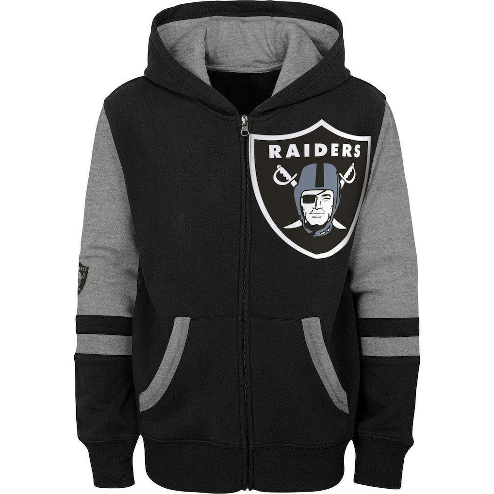 Las Vegas Raiders Youth Colorblock Full-Zip Hoodie Black - NFL